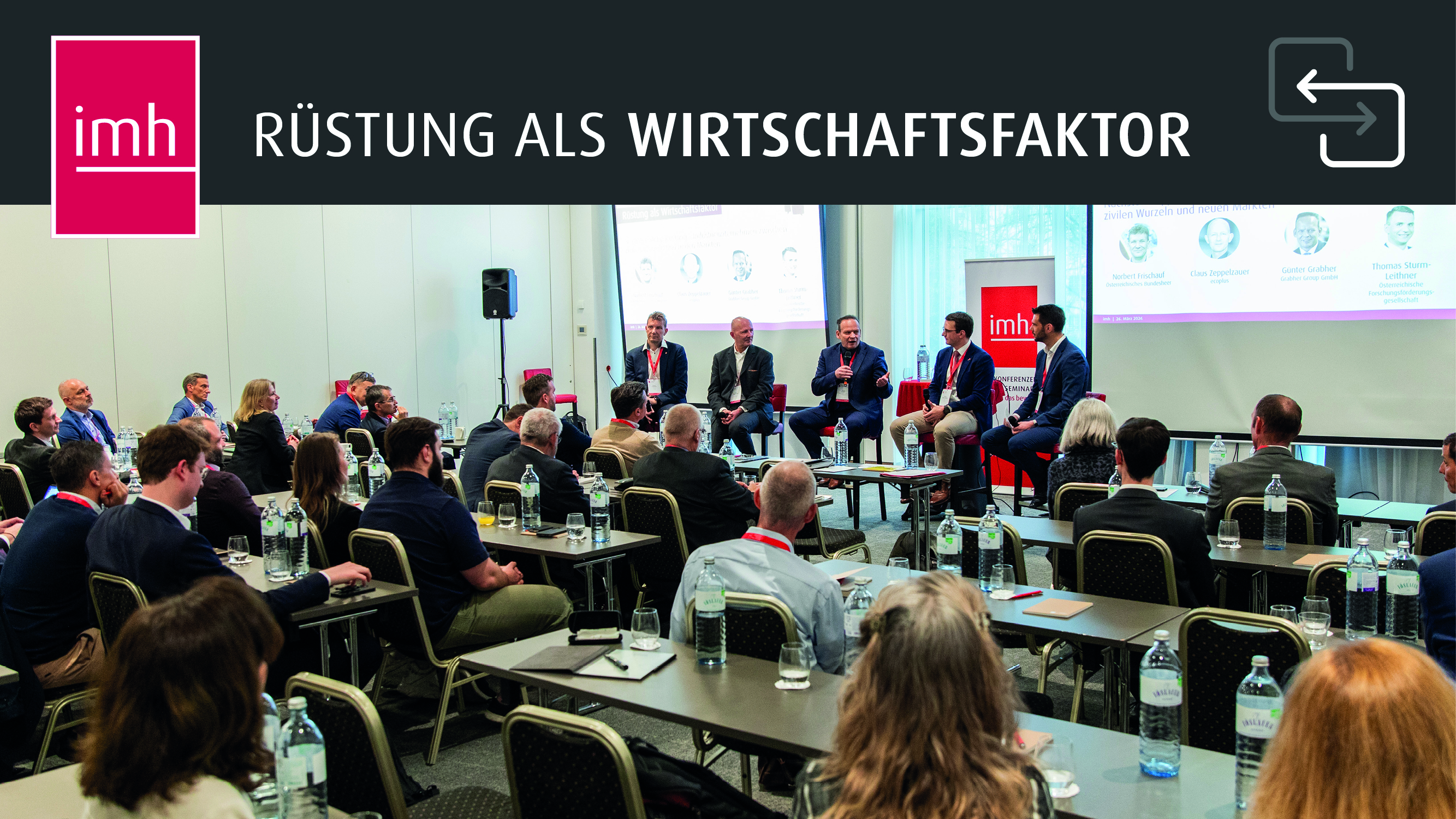 Thumbnail zum Rückblicksvideo mit Diskussionsrunde bei der Konferenz Rüstung als Wirtschaftsfaktor 2026 