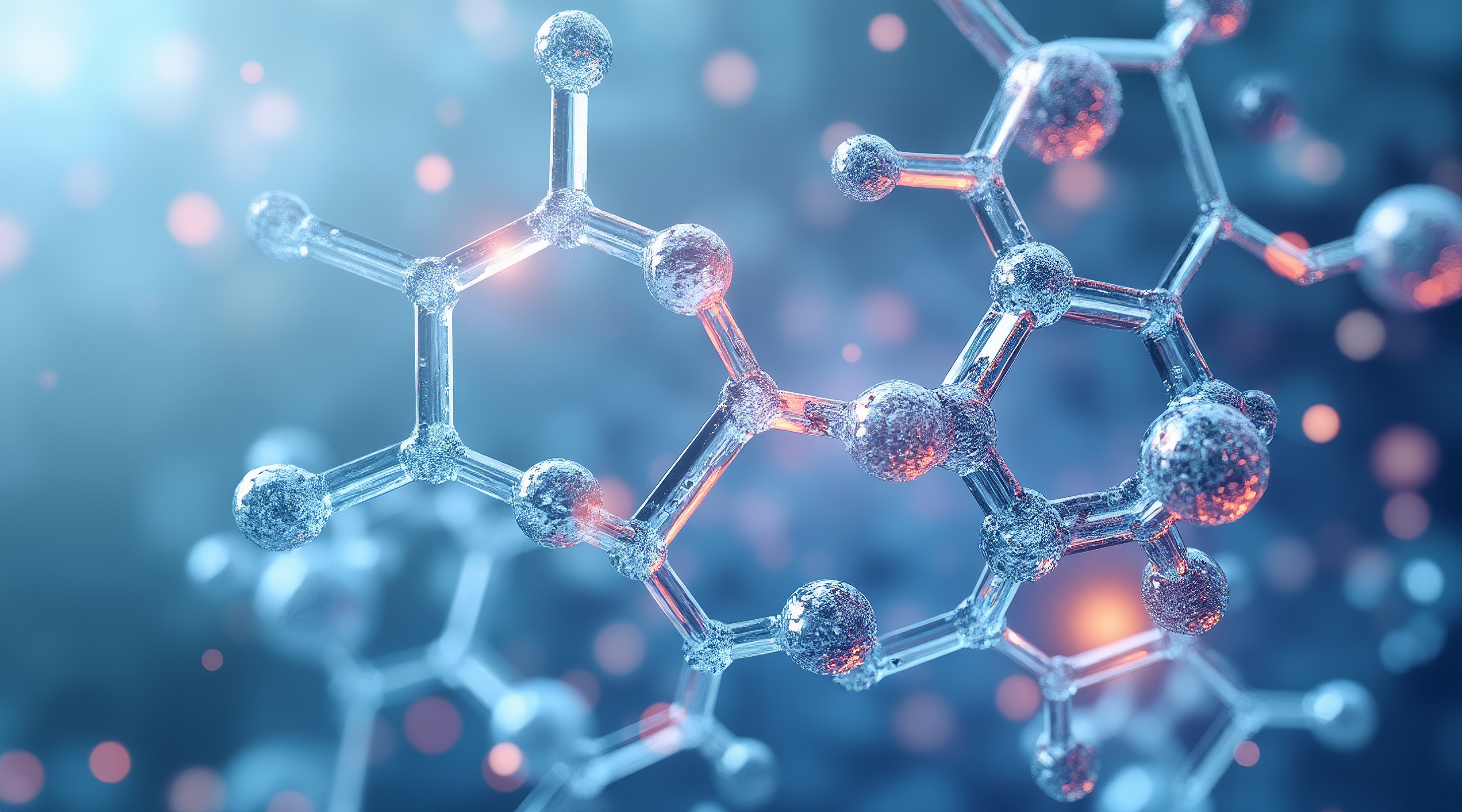KI-generierte Molekuele Vor Blauem Hintergrund